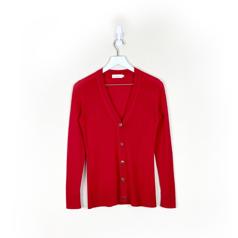 Tory Burch | Simone  Button-Front Cardigan in Red